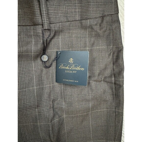 Brooks Brothers NWT Lucia Fit 100% Wool Trouser Pant In Brown Glen Plaid Size 8 - Picture 3 of 7